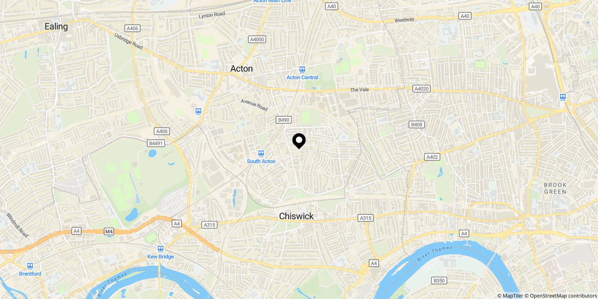 Approximate location of Chiswick,London, W4 5DF