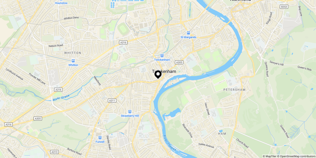 Approximate location of Heath Road, Twickenham, TW1 4AW