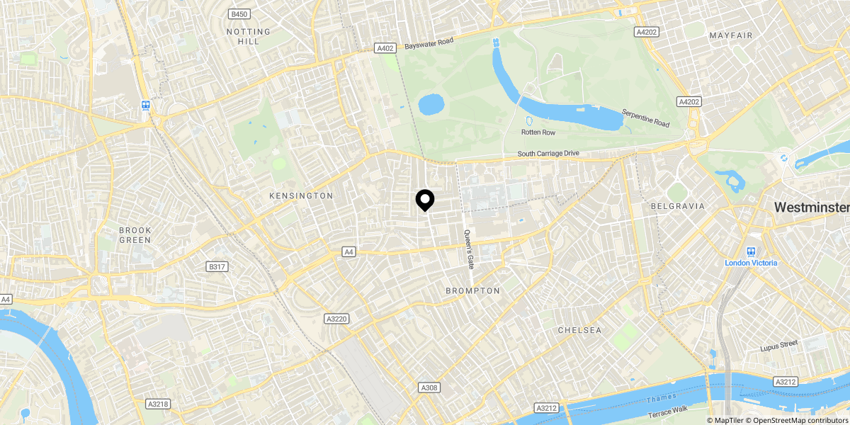 Approximate location of Queen's Gate Place, London, SW7 5NU