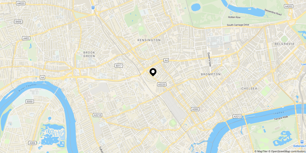 Approximate location of Warwick Road, London, SW5 9EZ